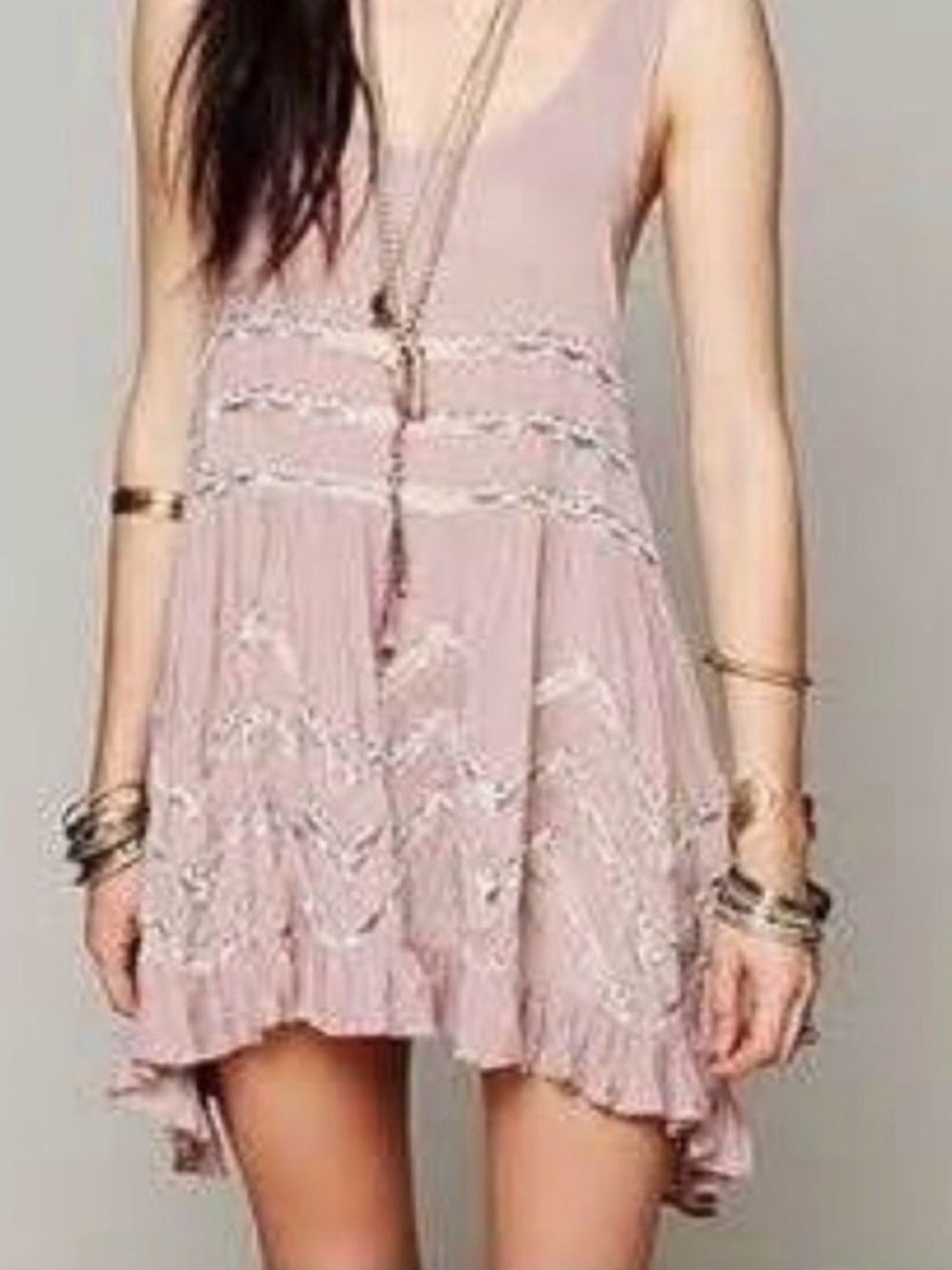 Free people trapeze voile lace slip dress XS
